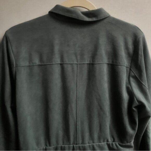 Sandwich brushed velvet suede snap button collar dress Sz M - Picture 3 of 12